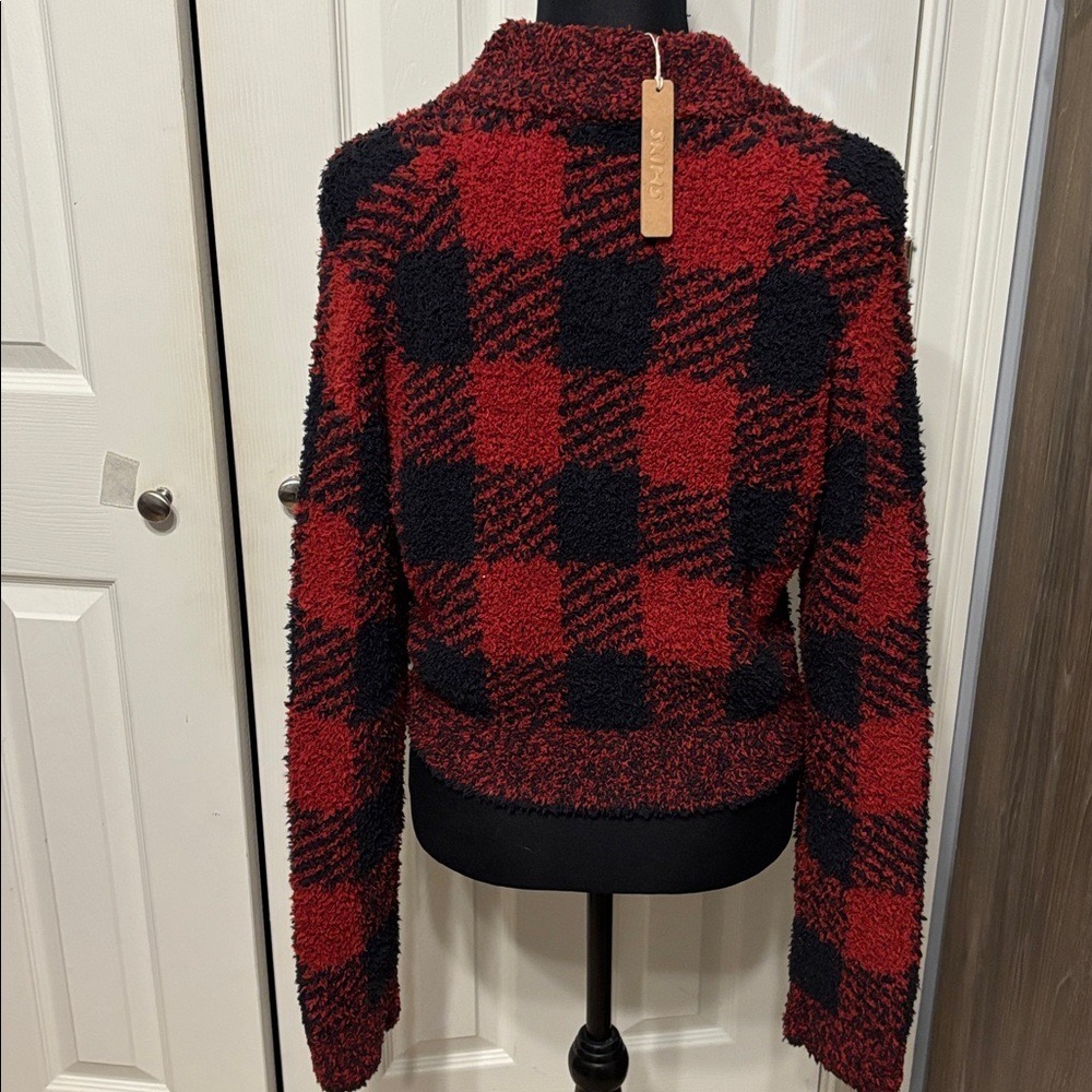 SKIMS Red and Black Plaid Zip-Up Cozy Jacket - Picture 6 of 10